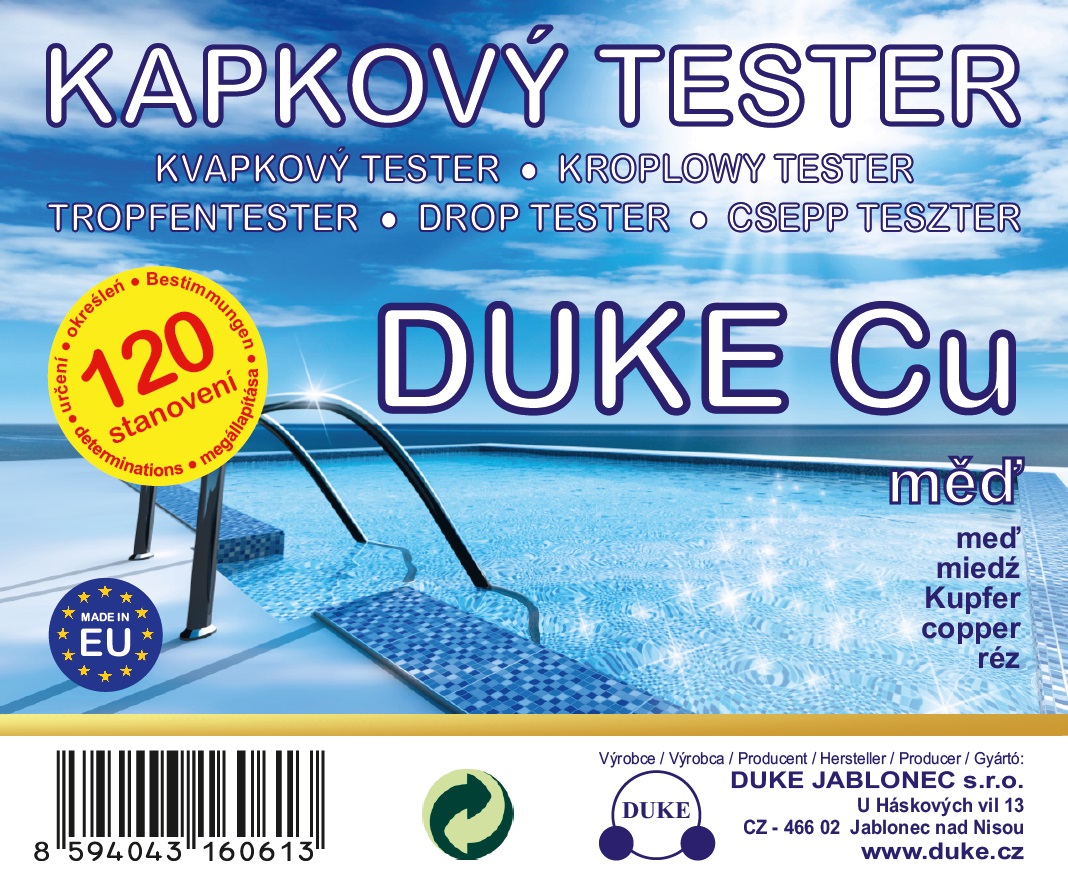 Poolservis DUKE Kapkový tester CU na měď